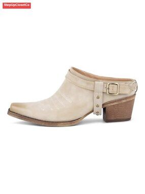 Women's Western Mule Shoes Snip Toe Slip-On Clogs Block Heel Distressed Faux